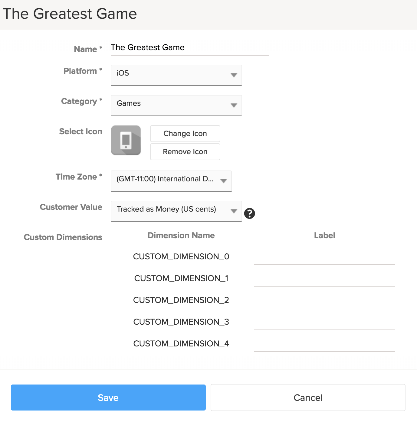 Sample app settings