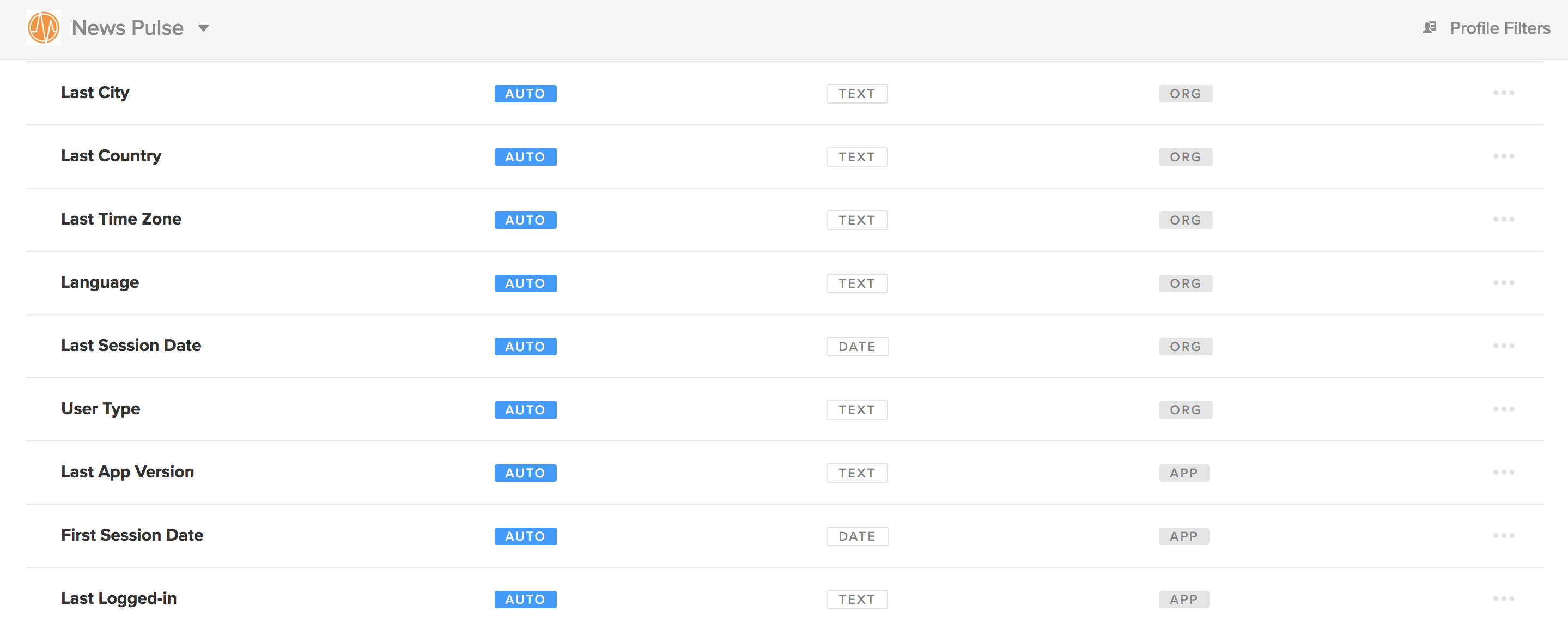 Profile attributes
