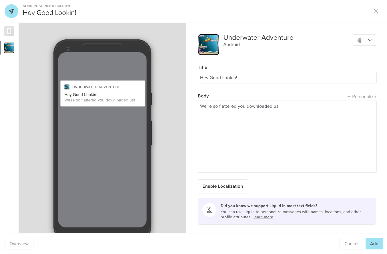 Sample push message
