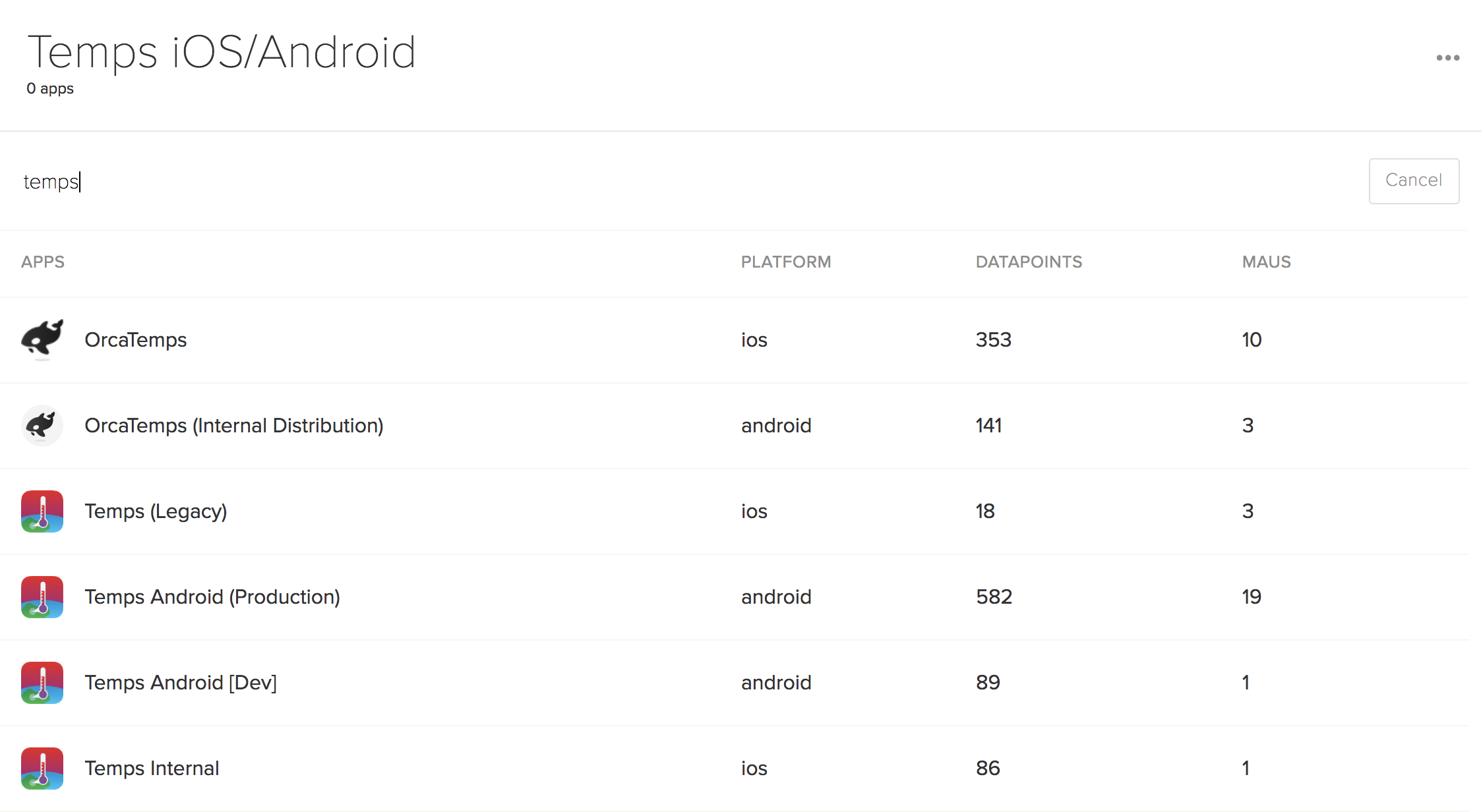 Search app group