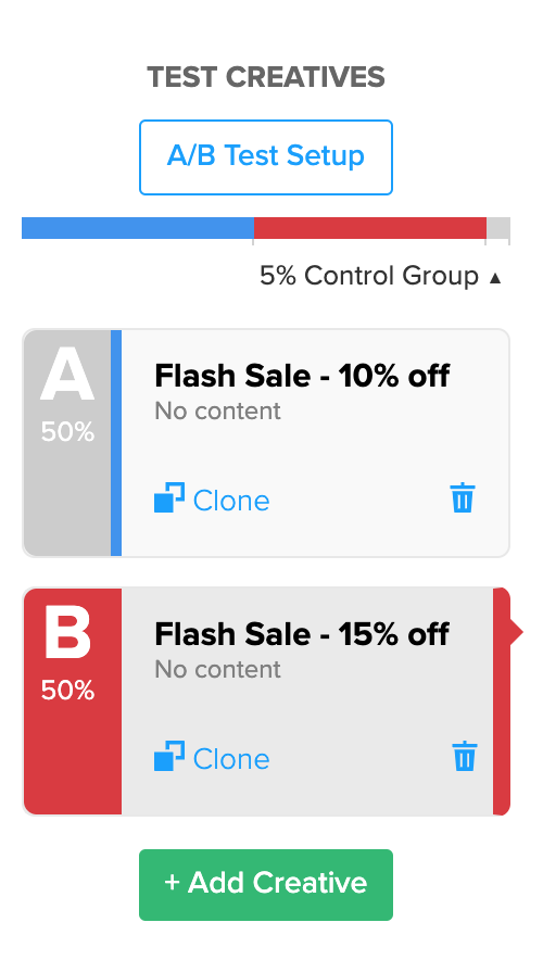 A/B test setup