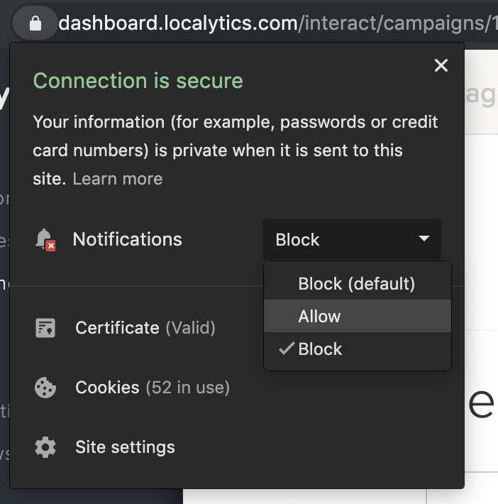 Allow push notifications