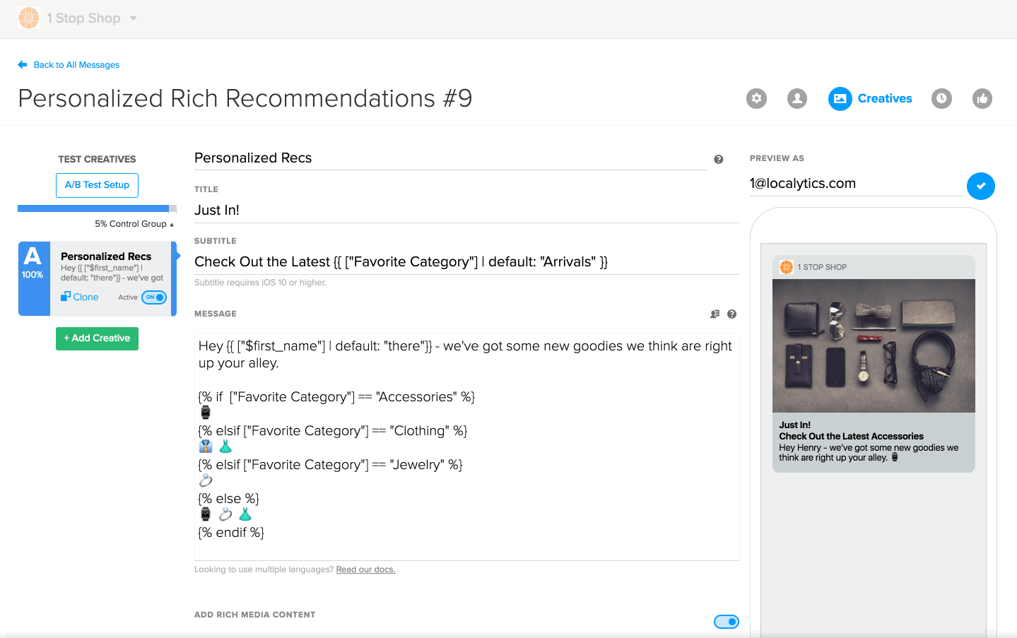 Preview push message