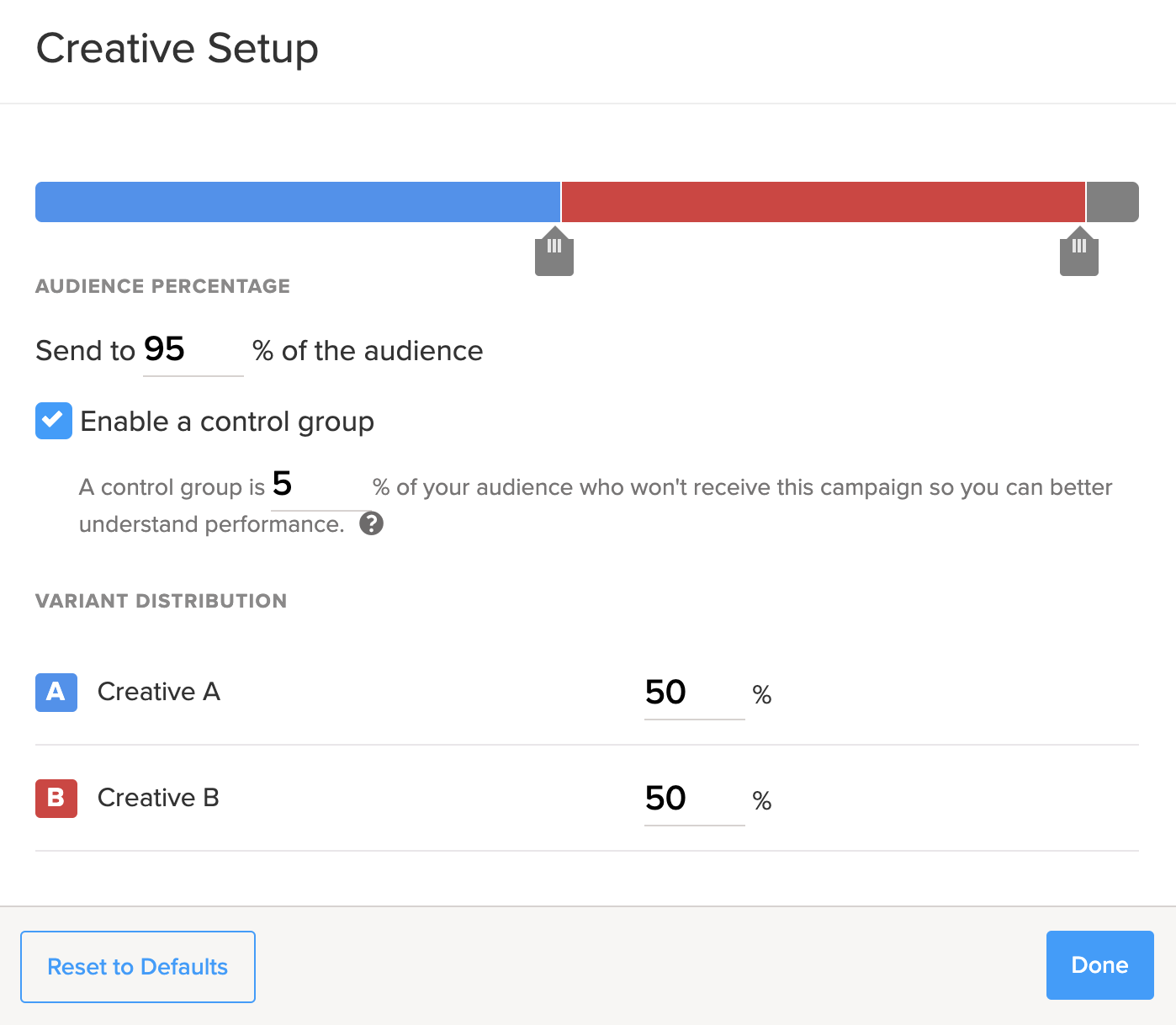 Set up A/B test