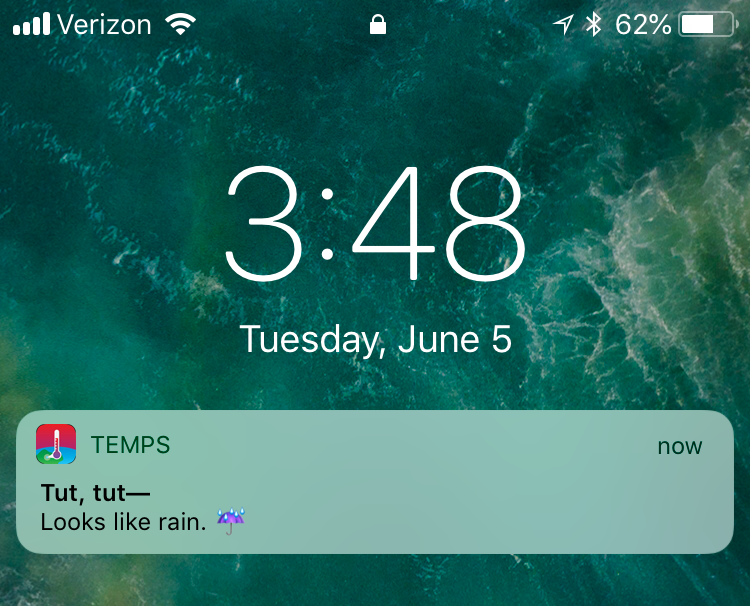 Sample push notification