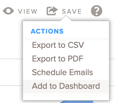 Dashboard save options