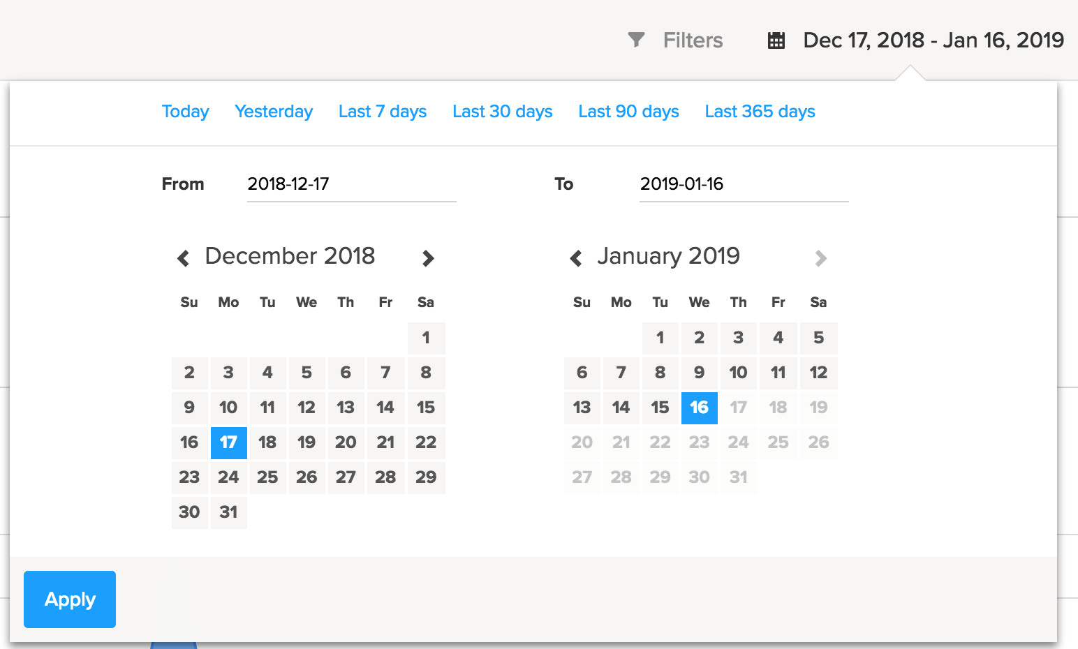 Select date range