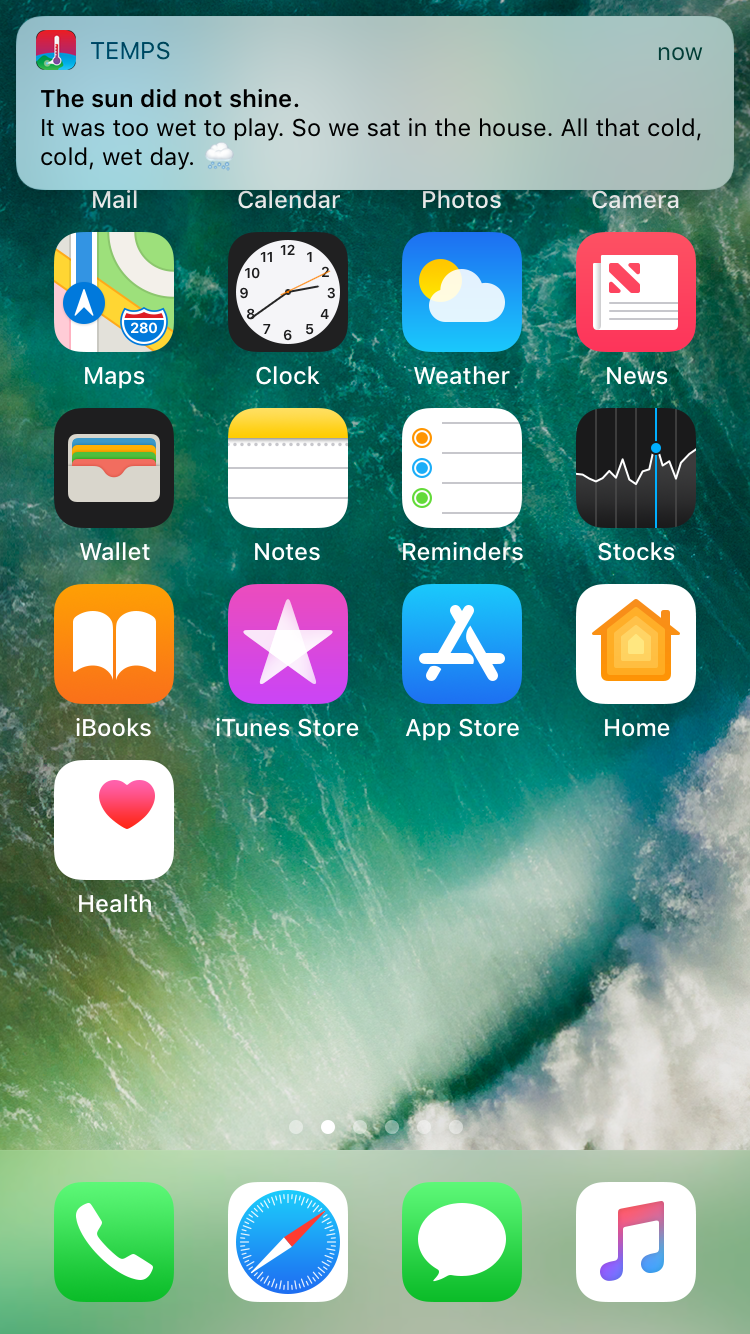 Push notification banner on iPhone home screen